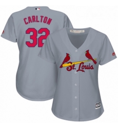 Womens Majestic St Louis Cardinals 32 Steve Carlton Replica Grey Road Cool Base MLB Jersey 