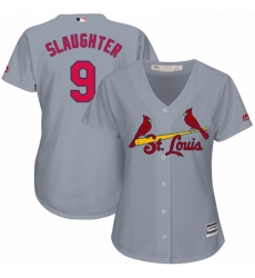Womens Majestic St Louis Cardinals 9 Enos Slaughter Replica Grey Road Cool Base MLB Jersey