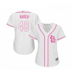 Womens St Louis Cardinals 48 Harrison Bader Replica White Fashion Cool Base Baseball Jersey 