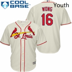 Youth Majestic St Louis Cardinals 16 Kolten Wong Authentic Cream Alternate Cool Base MLB Jersey