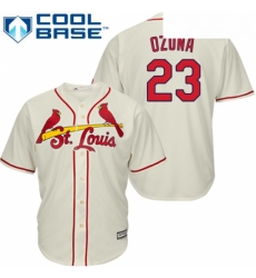 Youth Majestic St Louis Cardinals 23 Marcell Ozuna Authentic Cream Alternate Cool Base MLB Jersey 