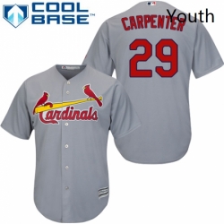 Youth Majestic St Louis Cardinals 29 Chris Carpenter Replica Grey Road Cool Base MLB Jersey