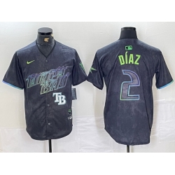 Men Tampa Bay Rays 2 Yandy D EDaz Charcoal 2024 City Connect Limited Stitched Baseball Jersey 2