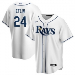 Men Tampa Bay Rays 24 Zach Eflin White Cool Base Stitched Baseball Jersey