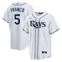 Men Tampa Bay Rays 5 Wander Franco White Cool Base Stitched Baseball Jersey