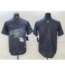 Men Tampa Bay Rays Team Big Logo Charcoal 2024 City Connect Limited Stitched Baseball Jersey 2