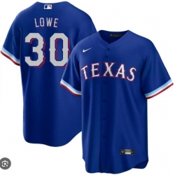 Men Texas Rangers 30 Nathaniel Lowe Blue Cool Base Stitched Baseball Jersey