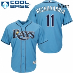 Mens Majestic Tampa Bay Rays 11 Adeiny Hechavarria Replica Light Blue Alternate 2 Cool Base MLB Jersey 