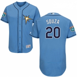 Mens Majestic Tampa Bay Rays 20 Steven Souza Light Blue Flexbase Authentic Collection MLB Jersey