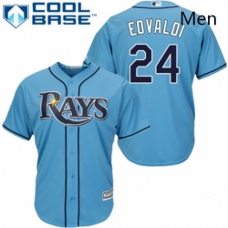 Mens Majestic Tampa Bay Rays 24 Nathan Eovaldi Replica Light Blue Alternate 2 Cool Base MLB Jersey 