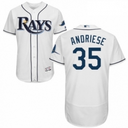 Mens Majestic Tampa Bay Rays 35 Matt Andriese Home White Home Flex Base Authentic Collection MLB Jersey