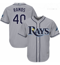 Mens Majestic Tampa Bay Rays 40 Wilson Ramos Replica Grey Road Cool Base MLB Jersey