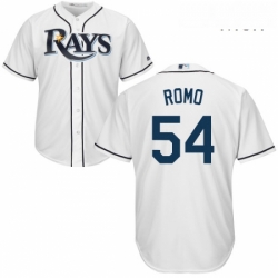 Mens Majestic Tampa Bay Rays 54 Sergio Romo Replica White Home Cool Base MLB Jersey 