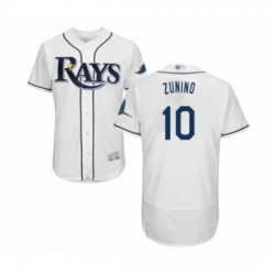 Men's Tampa Bay Rays #10 Mike Zunino Home White Home Flex Base Authentic Collection Baseball Player Jersey