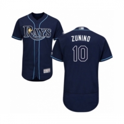 Men's Tampa Bay Rays #10 Mike Zunino Navy Blue Alternate Flex Base Authentic Collection Baseball Player Jersey