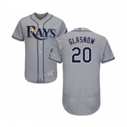 Mens Tampa Bay Rays 20 Tyler Glasnow Grey Road Flex Base Authentic Collection Baseball Jersey