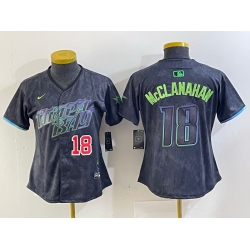 Women Tampa Bay Rays 18 Shane McClanahan Charcoal 2024 City Connect Limited Stitched Baseball Jersey 1