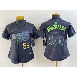 Women Tampa Bay Rays 56 Randy Arozarena Charcoal 2024 City Connect Limited Stitched Baseball Jersey