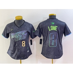 Women Tampa Bay Rays 8 Brandon Lowe Charcoal 2024 City Connect Limited Stitched Baseball Jersey