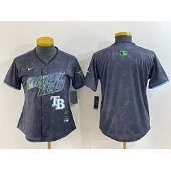 Women Tampa Bay Rays Team Big Logo Charcoal 2024 City Connect Limited Stitched Baseball JerseyS 3
