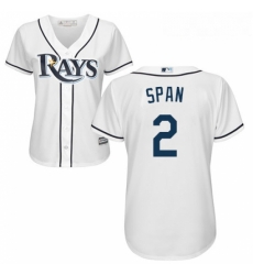 Womens Majestic Tampa Bay Rays 2 Denard Span Replica White Home Cool Base MLB Jersey 