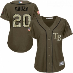 Womens Majestic Tampa Bay Rays 20 Steven Souza Authentic Green Salute to Service MLB Jersey