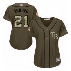 Womens Majestic Tampa Bay Rays 21 Christian Arroyo Authentic Green Salute to Service MLB Jersey 