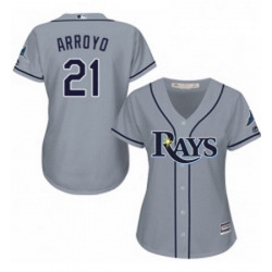 Womens Majestic Tampa Bay Rays 21 Christian Arroyo Replica Grey Road Cool Base MLB Jersey 