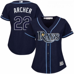 Womens Majestic Tampa Bay Rays 22 Chris Archer Authentic Navy Blue Alternate Cool Base MLB Jersey