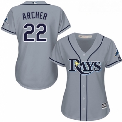 Womens Majestic Tampa Bay Rays 22 Chris Archer Replica Grey Road Cool Base MLB Jersey