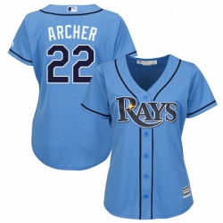 Womens Majestic Tampa Bay Rays 22 Chris Archer Replica Light Blue Alternate 2 Cool Base MLB Jersey