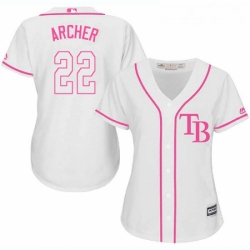Womens Majestic Tampa Bay Rays 22 Chris Archer Replica White Fashion Cool Base MLB Jersey