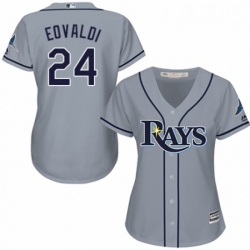 Womens Majestic Tampa Bay Rays 24 Nathan Eovaldi Authentic Grey Road Cool Base MLB Jersey 