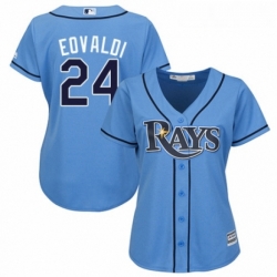 Womens Majestic Tampa Bay Rays 24 Nathan Eovaldi Authentic Light Blue Alternate 2 Cool Base MLB Jersey 