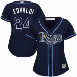 Womens Majestic Tampa Bay Rays 24 Nathan Eovaldi Replica Navy Blue Alternate Cool Base MLB Jersey 