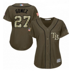 Womens Majestic Tampa Bay Rays 27 Carlos Gomez Authentic Green Salute to Service MLB Jersey 