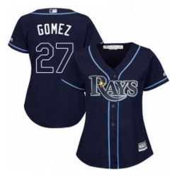 Womens Majestic Tampa Bay Rays 27 Carlos Gomez Replica Navy Blue Alternate Cool Base MLB Jersey 