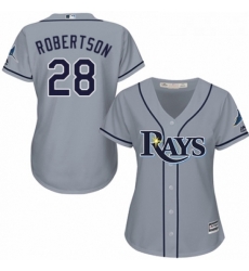 Womens Majestic Tampa Bay Rays 28 Daniel Robertson Replica Grey Road Cool Base MLB Jersey 