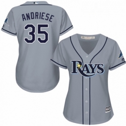 Womens Majestic Tampa Bay Rays 35 Matt Andriese Replica Grey Road Cool Base MLB Jersey 