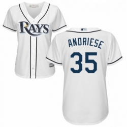 Womens Majestic Tampa Bay Rays 35 Matt Andriese Replica White Home Cool Base MLB Jersey 