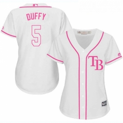 Womens Majestic Tampa Bay Rays 5 Matt Duffy Authentic White Fashion Cool Base MLB Jersey