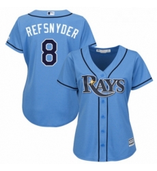 Womens Majestic Tampa Bay Rays 8 Rob Refsnyder Replica Light Blue Alternate 2 Cool Base MLB Jersey 