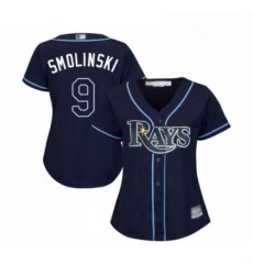 Womens Tampa Bay Rays 9 Jake Smolinski Replica Navy Blue Alternate Cool Base Baseball Jersey 