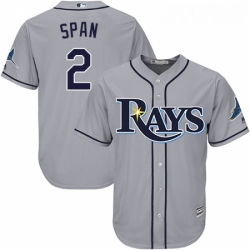 Youth Majestic Tampa Bay Rays 2 Denard Span Authentic Grey Road Cool Base MLB Jersey 