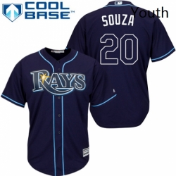 Youth Majestic Tampa Bay Rays 20 Steven Souza Authentic Navy Blue Alternate Cool Base MLB Jersey