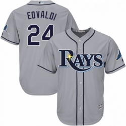 Youth Majestic Tampa Bay Rays 24 Nathan Eovaldi Replica Grey Road Cool Base MLB Jersey 