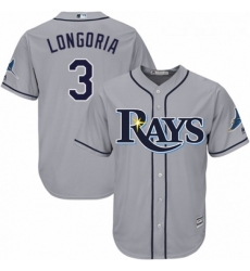 Youth Majestic Tampa Bay Rays 3 Evan Longoria Authentic Grey Road Cool Base MLB Jersey