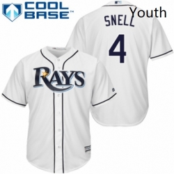 Youth Majestic Tampa Bay Rays 4 Blake Snell Replica White Home Cool Base MLB Jersey 