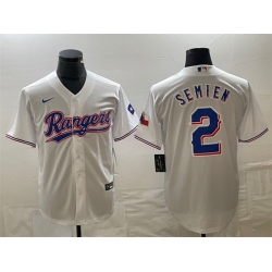 Men Texas Rangers 2 Marcus Semien White With Patch Cool Base Stitched Baseball Jersey
