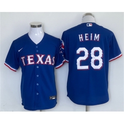 Men Texas Rangers 28 Jonah Heim Royal With Patch Cool Base Stitched MLB Jersey